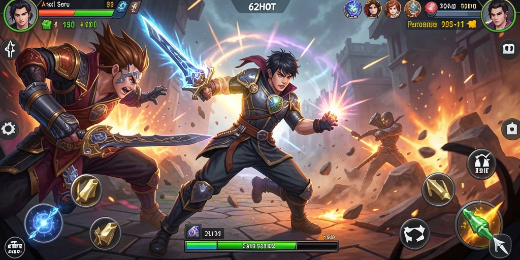 Gameplay seru di 62HOT dengan pertarungan intens.