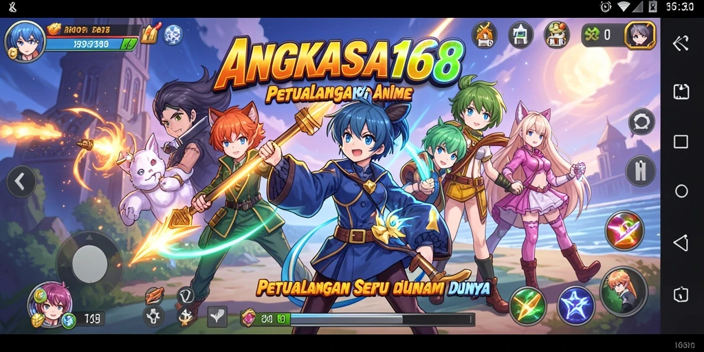 Screenshot gameplay ANGKASA168 menampilkan aksi seru karakter Anime.