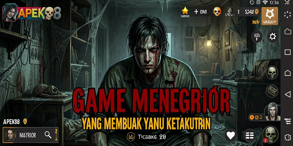 Screenshot APEK88 menampilkan suasana horror yang menakutkan dan gameplay yang mendebarkan.