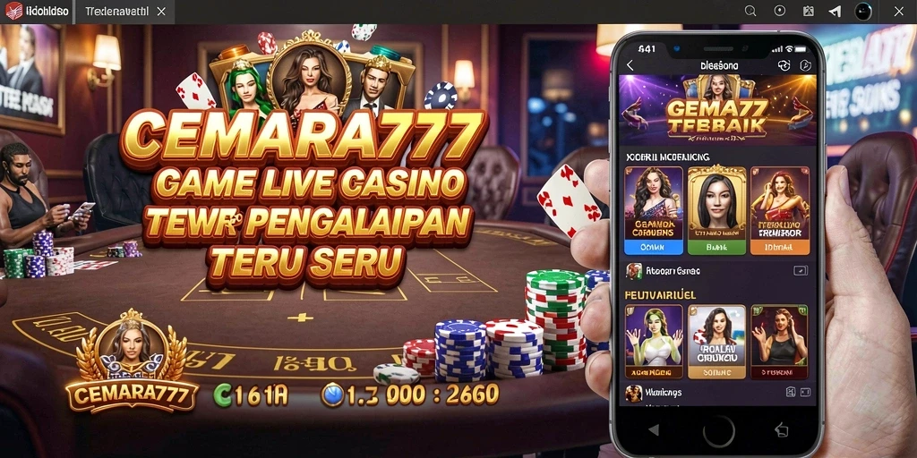 Tampilan utama gameplay CEMARA777 dengan dealer langsung dan permainan menarik.