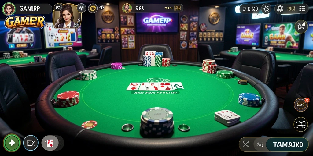 Tampilan gameplay Poker yang seru dan menantang.