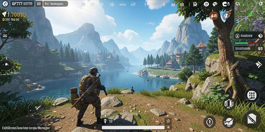 Tangkapan layar gameplay <strong>GF777</strong> menunjukkan eksplorasi seru di dunia terbuka.