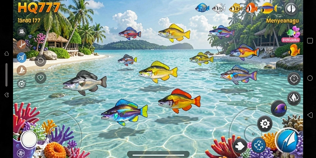 Tangkapan layar dari gameplay Tembak Ikan di HQ777.