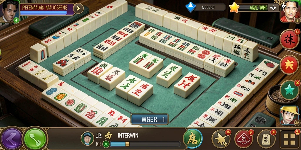Screenshot INTERWIN menunjukkan gameplay Mahjong yang seru dan menantang.