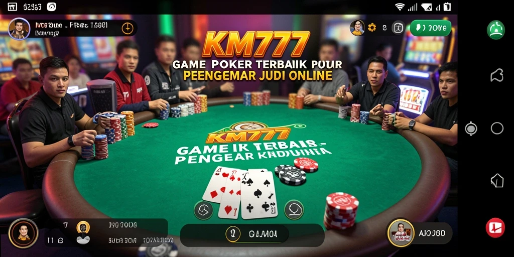 Tampilan screenshot KM777 dengan gameplay poker yang intens dan menarik.