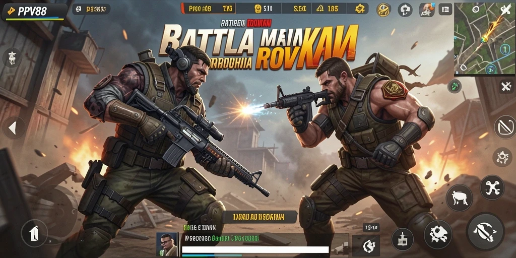 Tampilan gameplay seru di PPV88 dengan pertarungan intens Battle Royale.