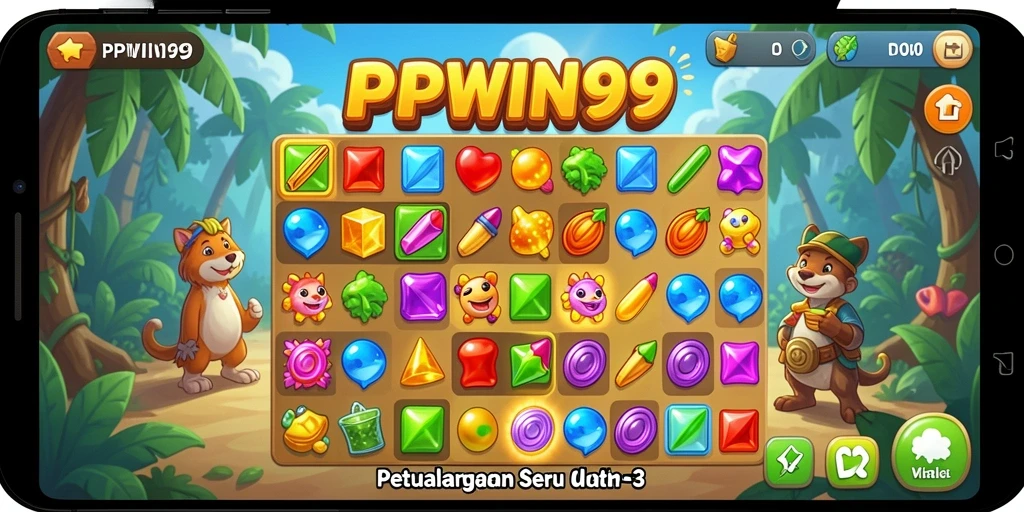 Screenshot gameplay PPWIN99 yang menampilkan momen seru Match-3.
