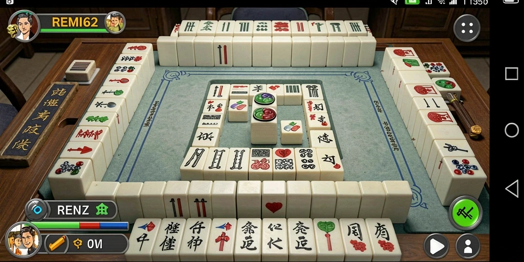 Tampilan gameplay Mahjong yang seru dan menantang di REMI62.