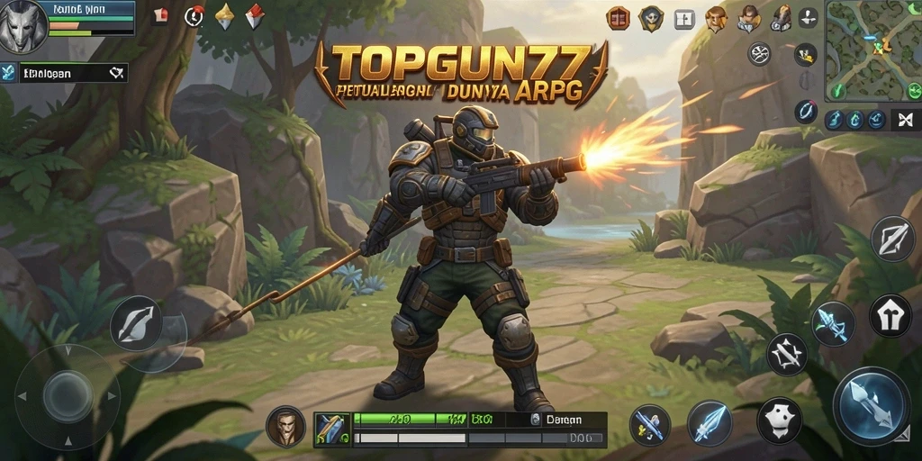 Screenshot gameplay TOPGUN77 yang menunjukkan aksi pertarungan yang mendebarkan.