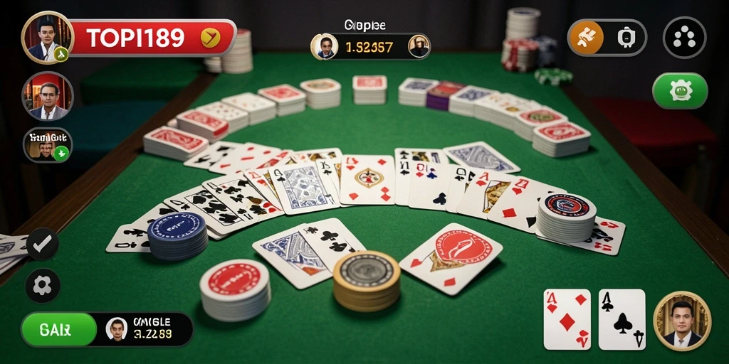 Screenshot utama TOPI189 menampilkan gameplay Gaple yang mendebarkan.