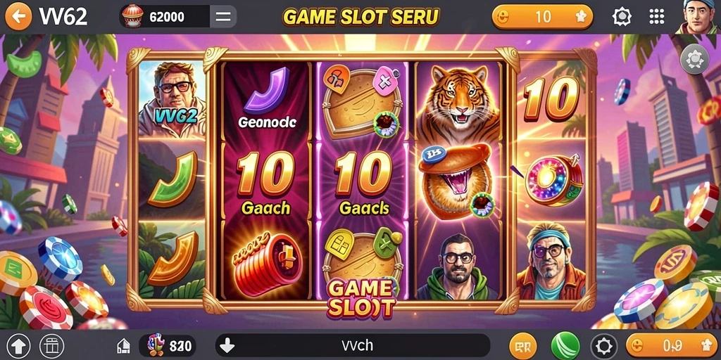 Screenshot gameplay menunjukkan keseruan bermain slot VV62.