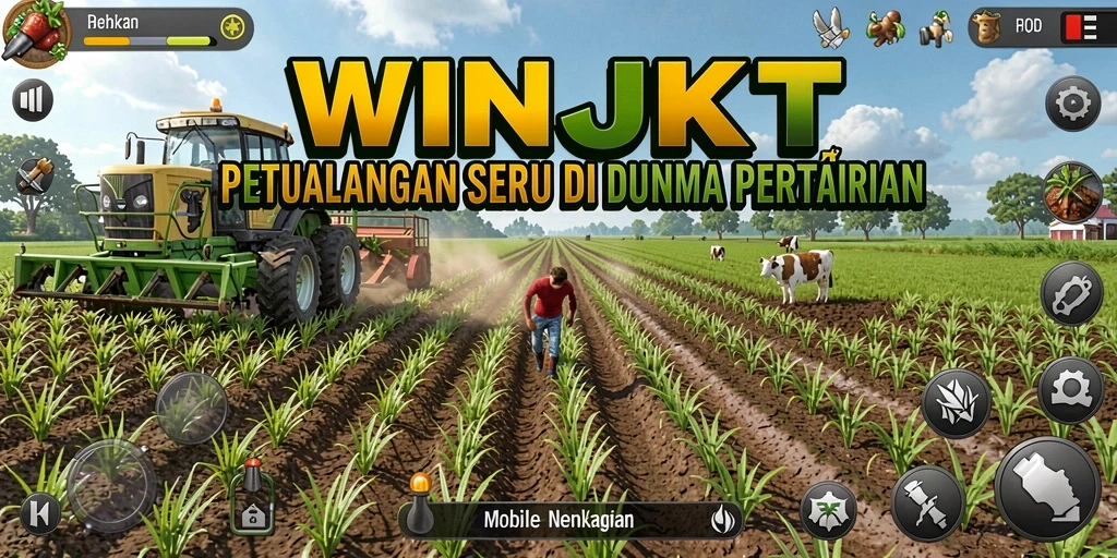 Tampilan gameplay WINJKT dengan aktivitas bertani yang mengasyikkan.